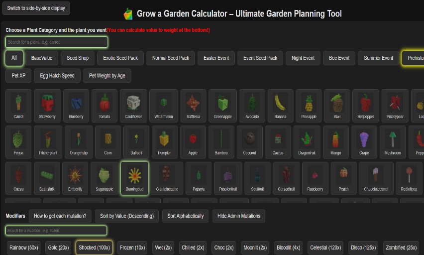 Grow A Garden Calculator screenshot